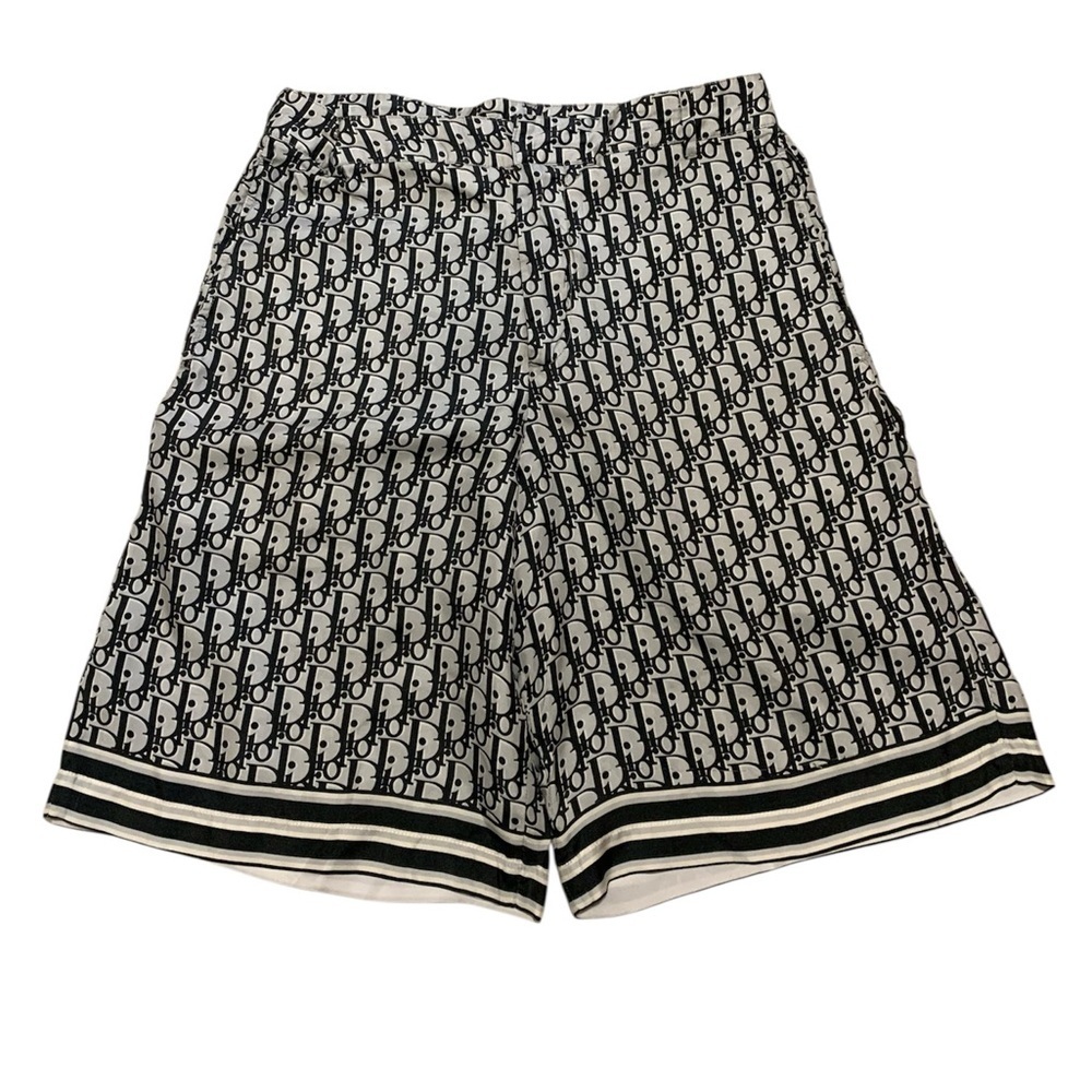 Authentic Vintage DIOR Oblique Logo Monogram Silk Shorts Made in Italy Size 48